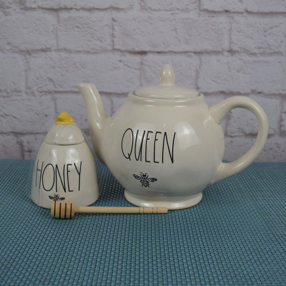 New Rae Dunn Teapot & Honey Pot Gift Set Boxed Farmhouse Kitchen